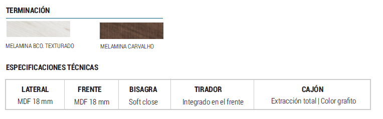 Muebles Schneider - Linea: Aqua - VANITORY 60 AQUA Color: BLANCO TEXTURADO - V60AQTXB