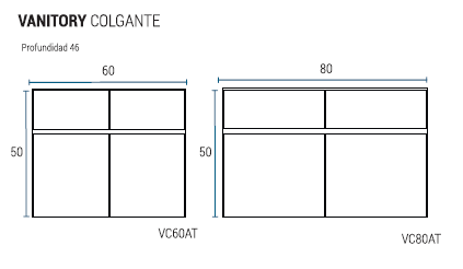 Muebles Schneider - Linea: Atenas - VANITORY COLGANTE 80 ATENAS PVC Color: BLANCO SATINADO - VC80ATPBS
