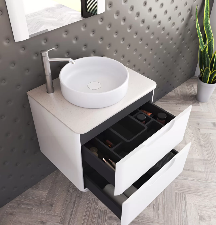 Muebles Schneider - Linea: UNIQUE - Vanitory 60 cm - 1 cajon - Color: Blanco