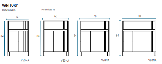 Muebles Schneider - Linea: Nature - VANITORY 60 NATURE Color: BLANCO BRILLANTE - V60NAPBB