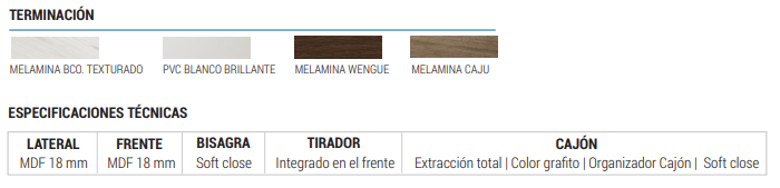 Muebles Schneider - Linea: Nature - VANITORY 60 NATURE Color: BLANCO BRILLANTE - V60NAPBB