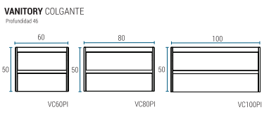 Muebles Schneider - Linea: Nature - VANITORY COLGANTE 80 PIANO Color: CAJU - VC80PIC